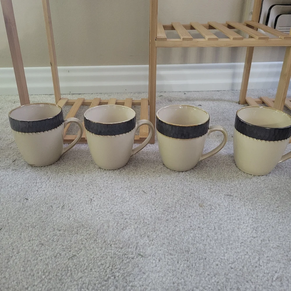 Crate&Barrel Scavo Dinnerware Coffee Tea Cups Mugs Set of 4 Retired Pattern